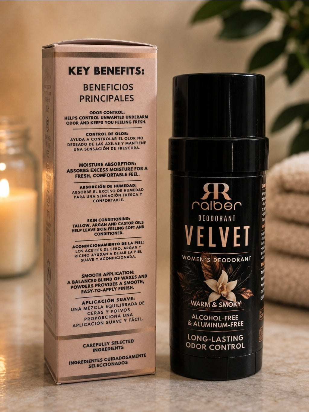 Ralber Velvet — Women’s Deodorant | Warm & Smok, Alcohol-Free & Aluminum-Free