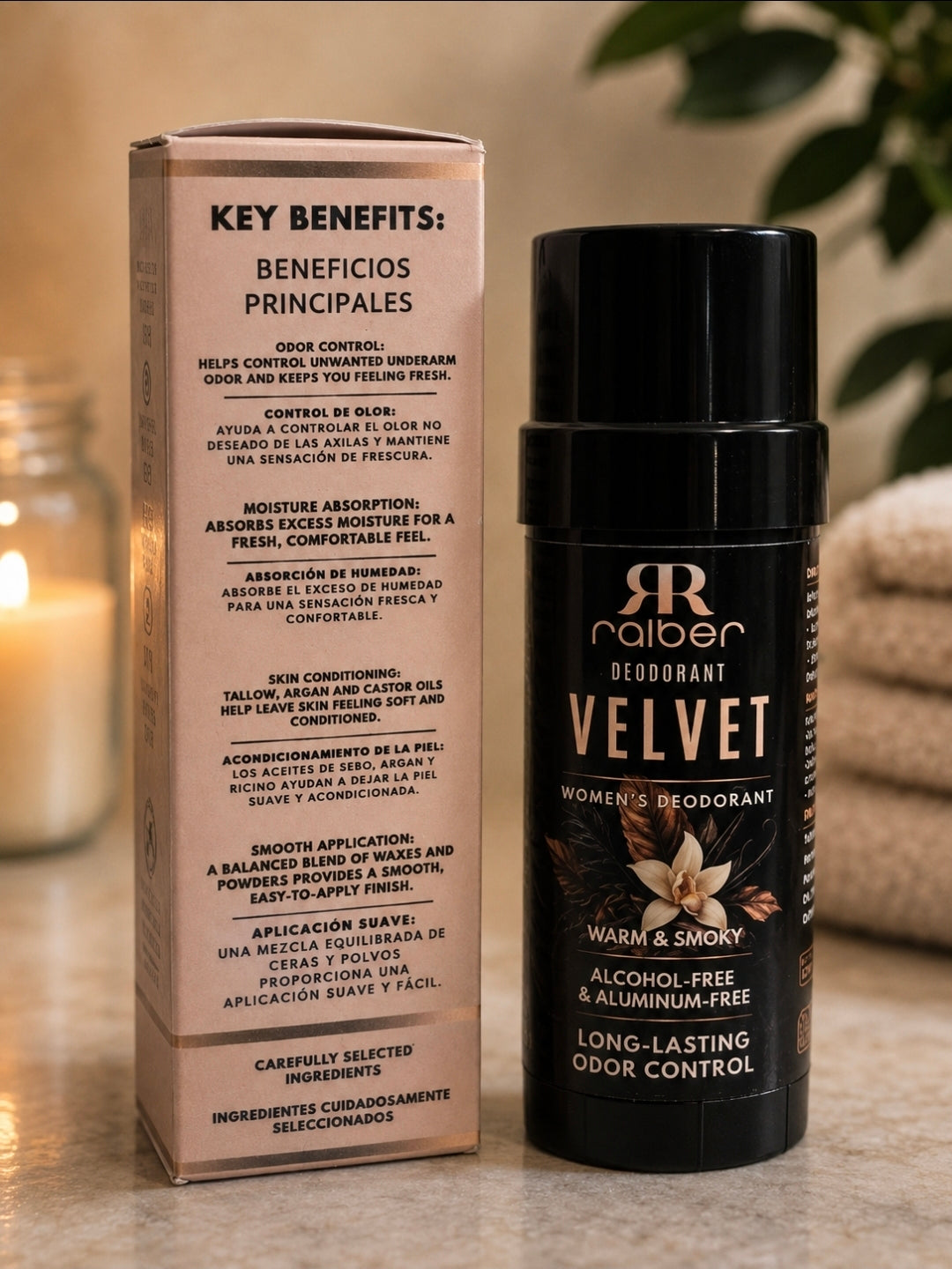 Ralber Velvet — Women’s Deodorant | Warm & Smok, Alcohol-Free & Aluminum-Free