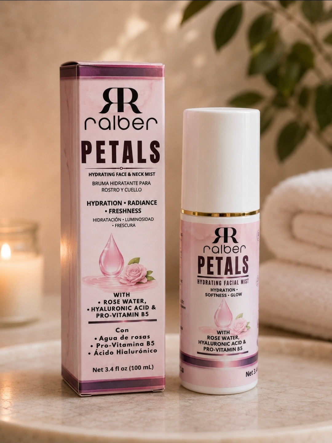 Ralber Petals – Hydrating Facial Mist with Rose Water, Hyaluronic Acid & Pro-Vitamin B5