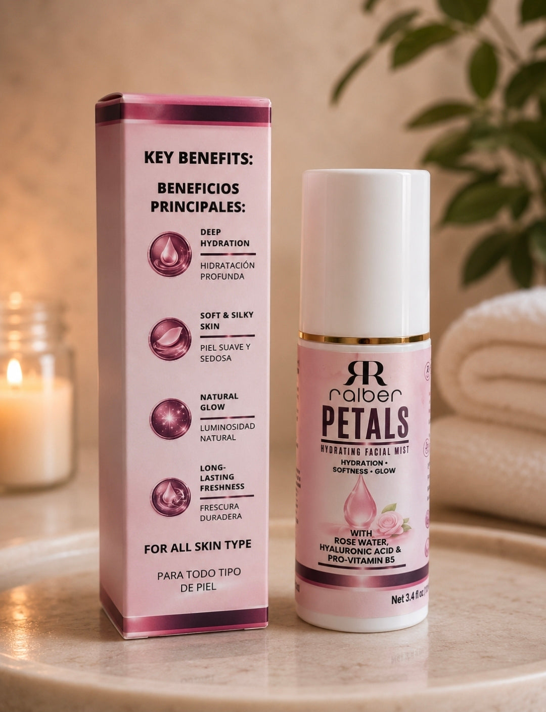 Ralber Petals – Hydrating Facial Mist with Rose Water, Hyaluronic Acid & Pro-Vitamin B5
