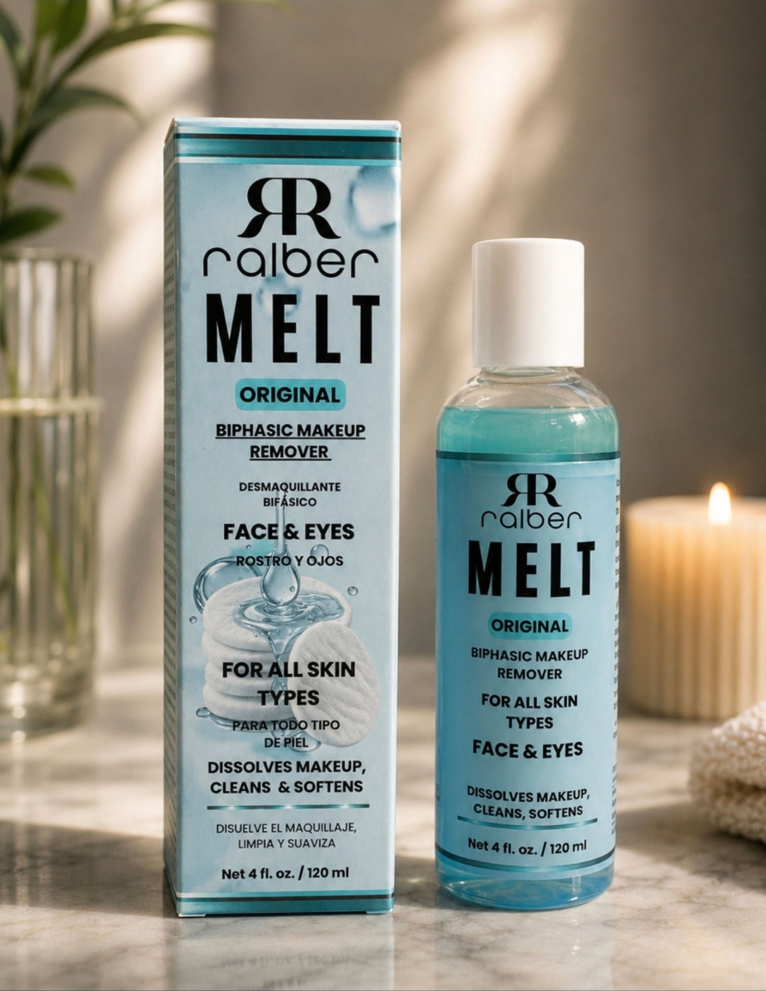 Ralber MELT Original – Biphasic Makeup Remover | Face & Eyes, 4 fl oz / 120 ml