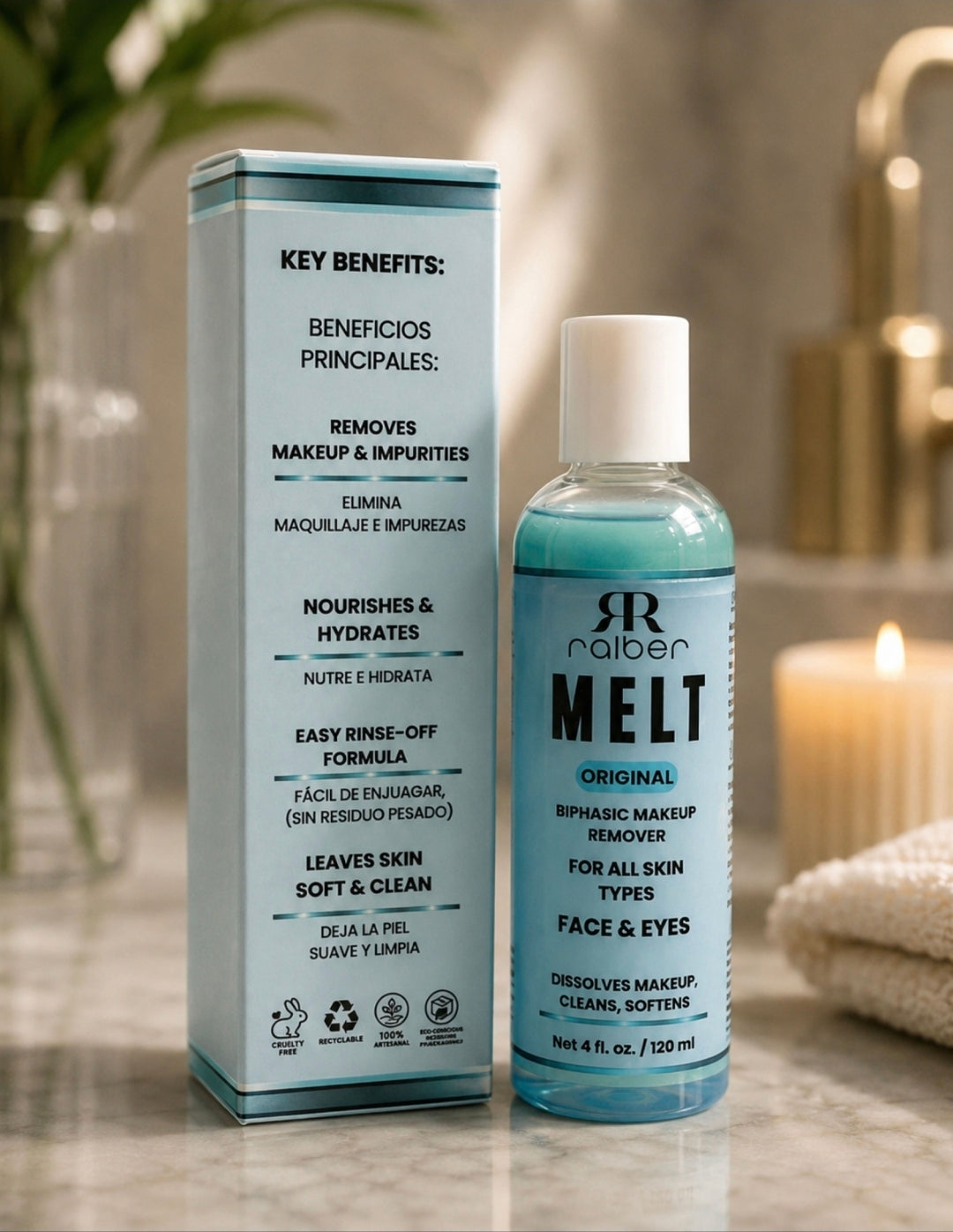 Ralber MELT Original – Biphasic Makeup Remover | Face & Eyes, 4 fl oz / 120 ml