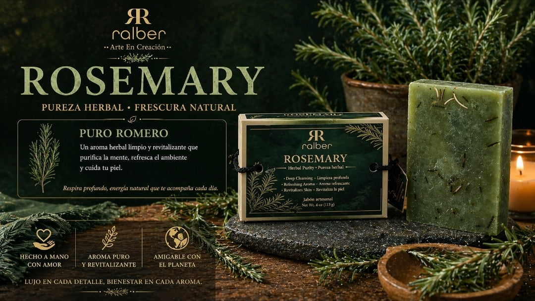 Ralber Rosemary Artisan Soap – Herbal & Natural Care / Net Wt. 3.5 oz (100 g).