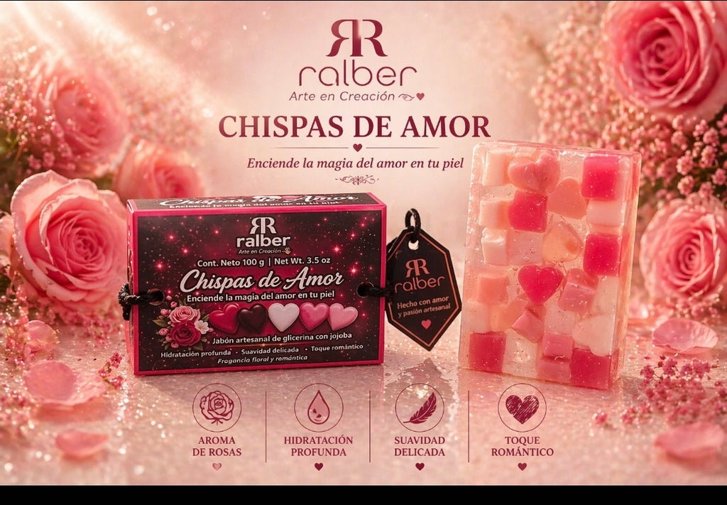 Ralber Chispas de Amor – Artisan Soap | Rose & Jojoba | 3.5 oz (100 g)
