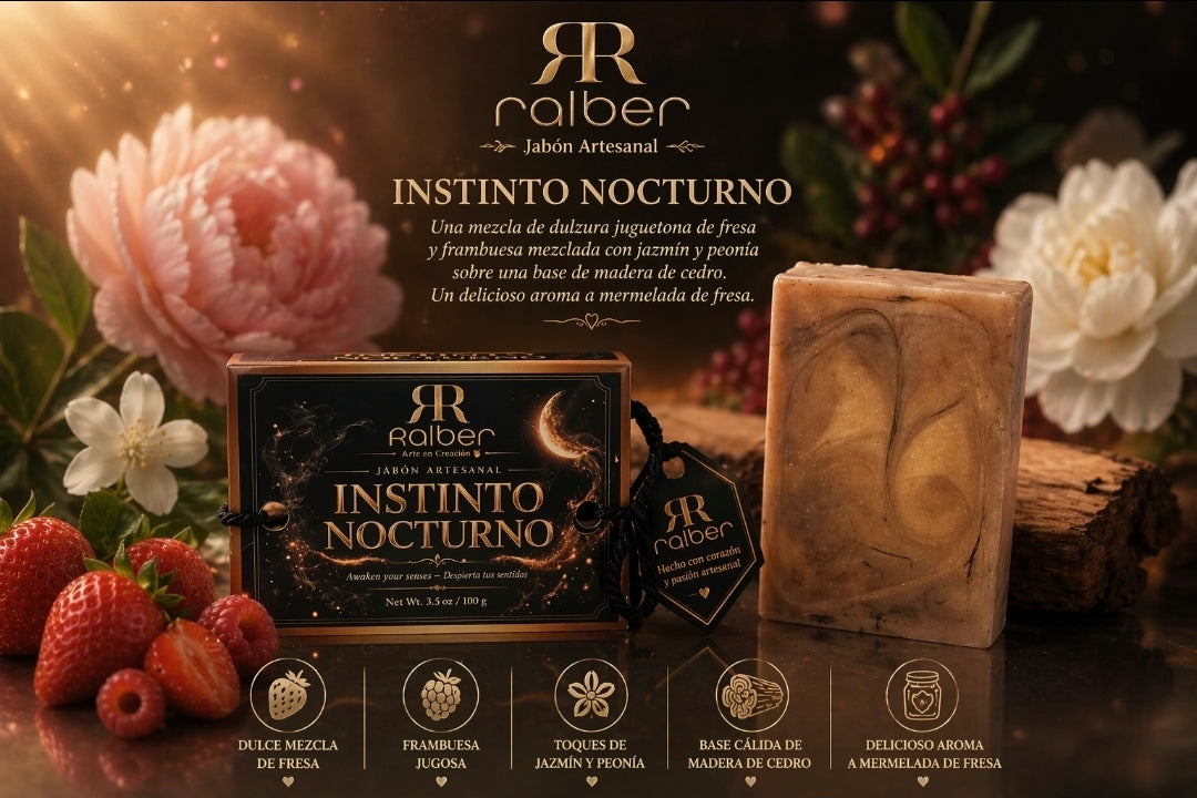 Ralber Instinto Nocturno – Artisan Soap | Strawberry, Raspberry & Jasmine | 3.5 oz