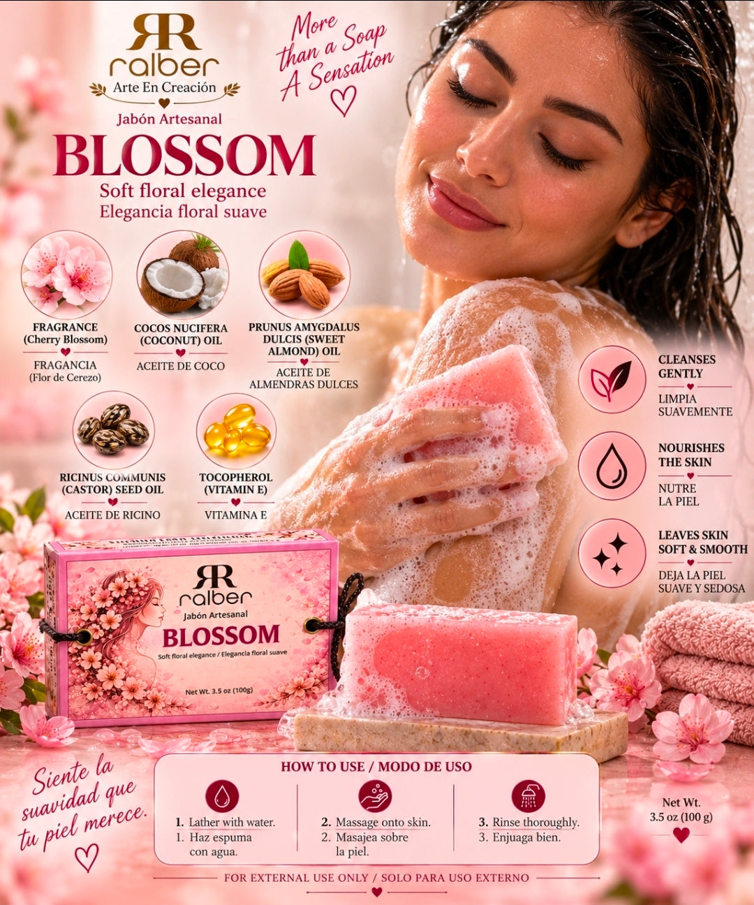Ralber Blossom – Artisan Soap | Cherry Blossom | 3.5 oz (100 g)