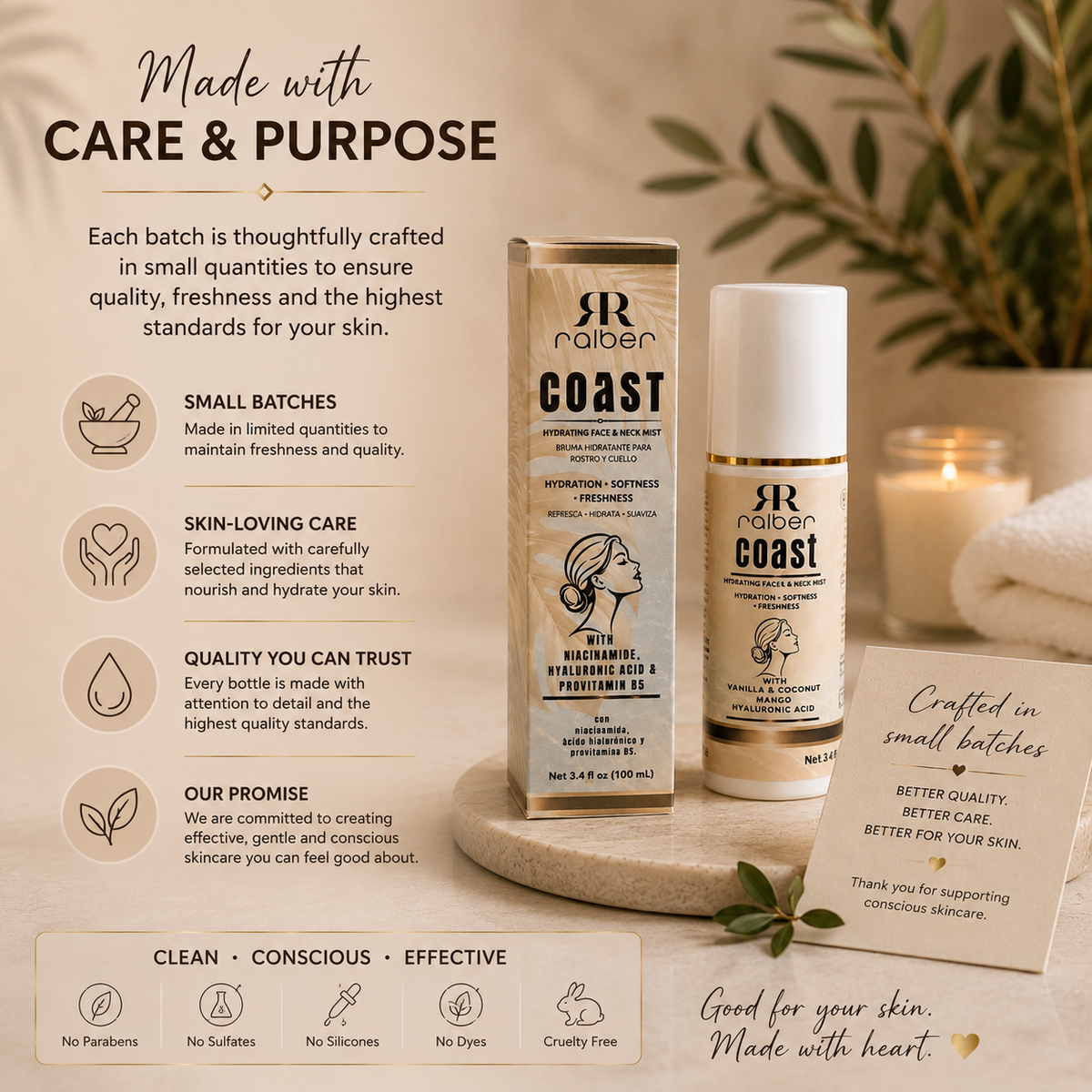 Ralber Coast – Hydrating Face & Neck Mist with Hyaluronic Acid
