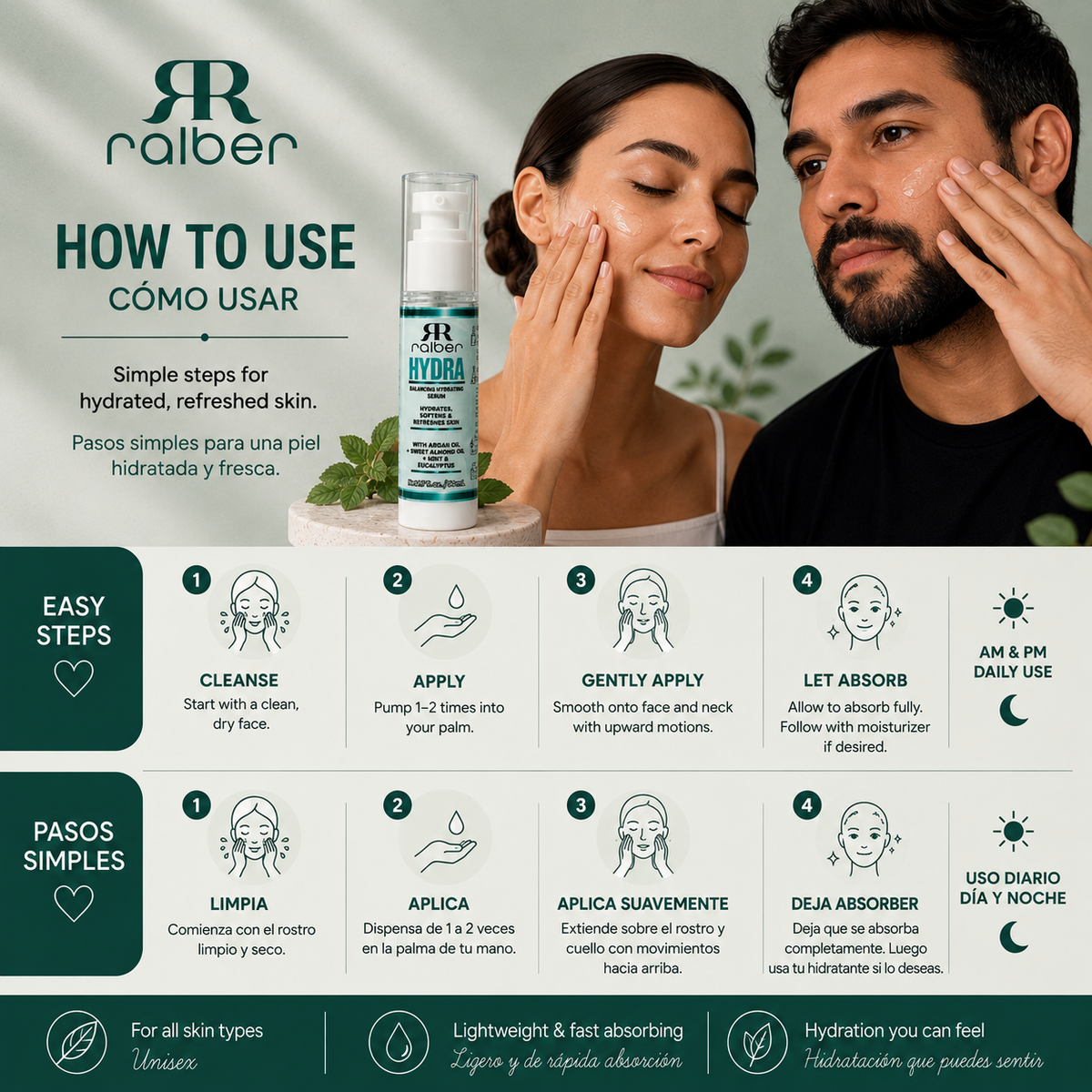 Ralber HYDRA Balancing Hydrating Serum – Unisex Facial Serum, 50 mL