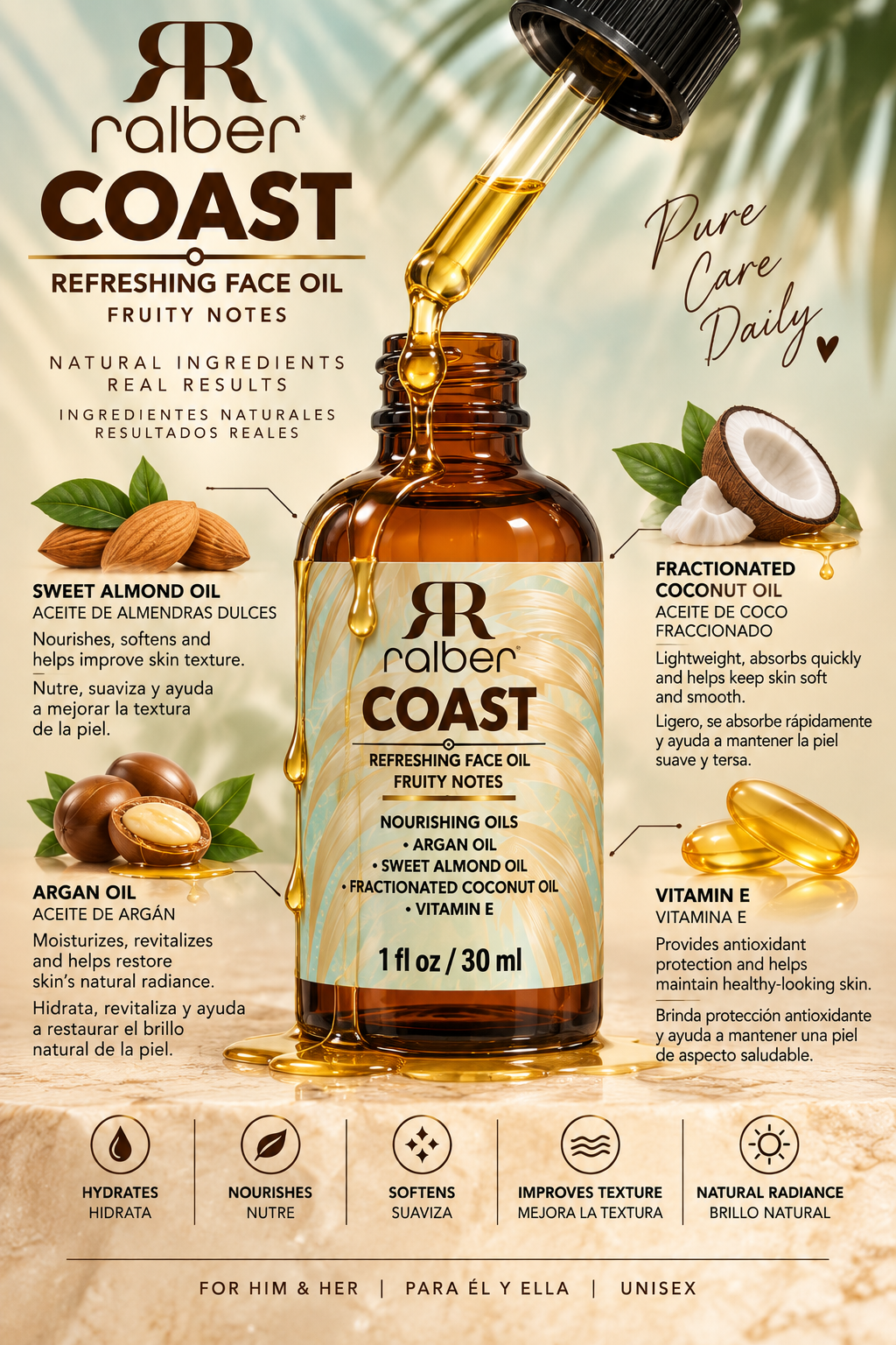 Ralber COAST – Refreshing Face Oil | Fruity Notes | 1 fl oz (30 ml)