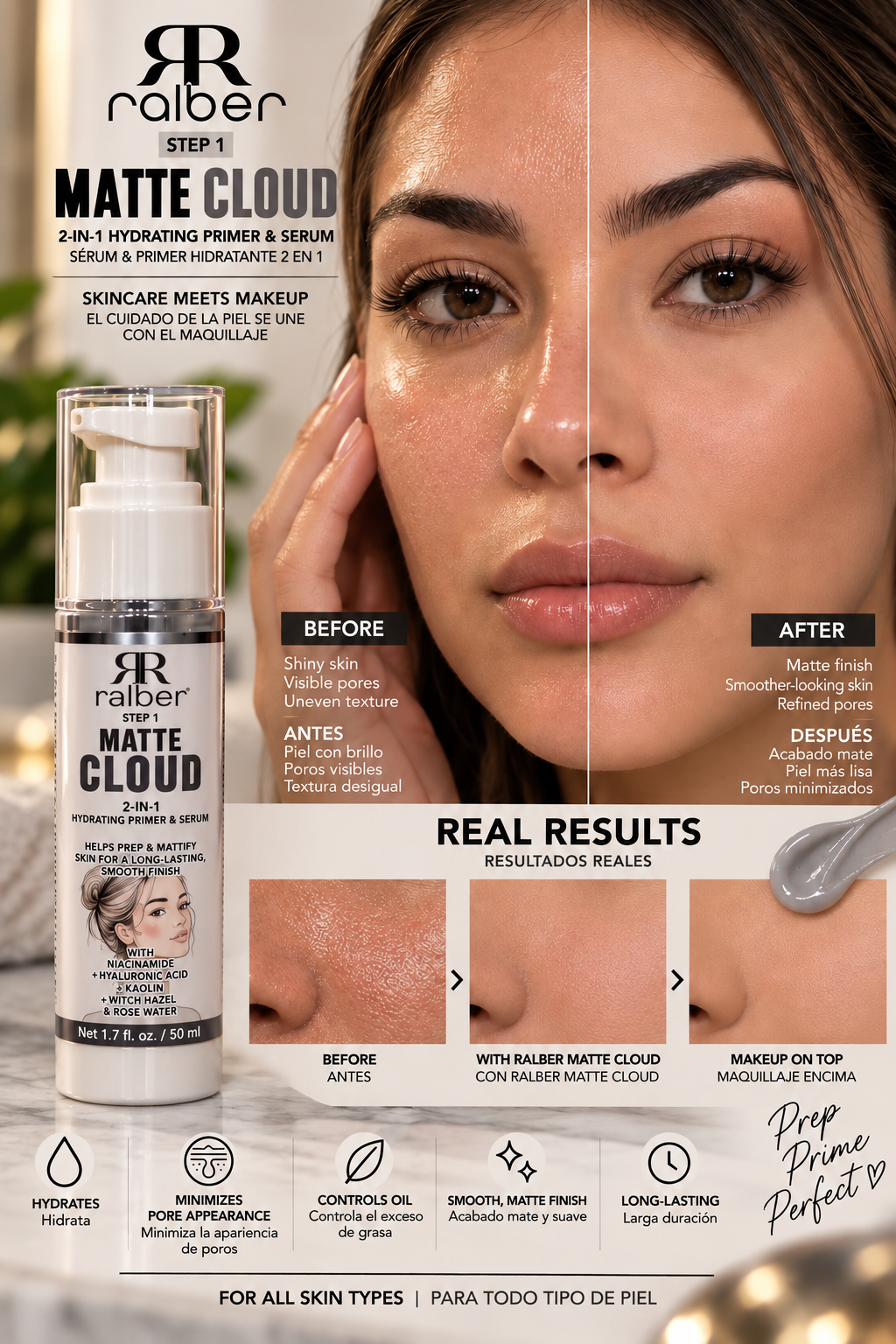 Ralber Matte Cloud — 2-in-1 Hydrating Primer & Serum Net 1.7 fl. oz. / 50 mL
