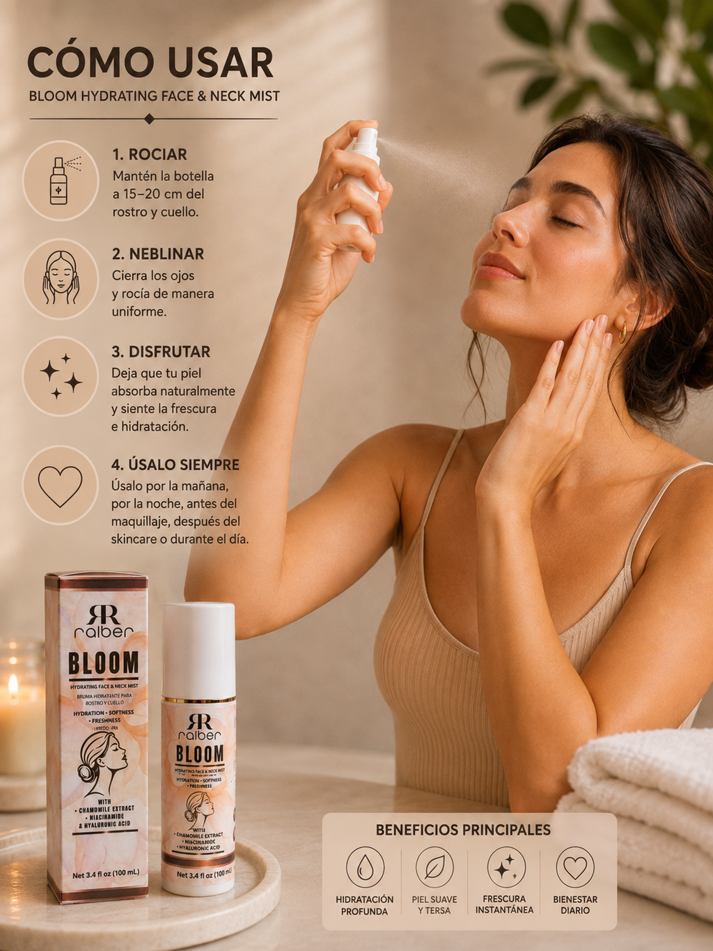 Ralber Bloom Hydrating Face & Neck Mist – 3.4 fl oz (100 mL)