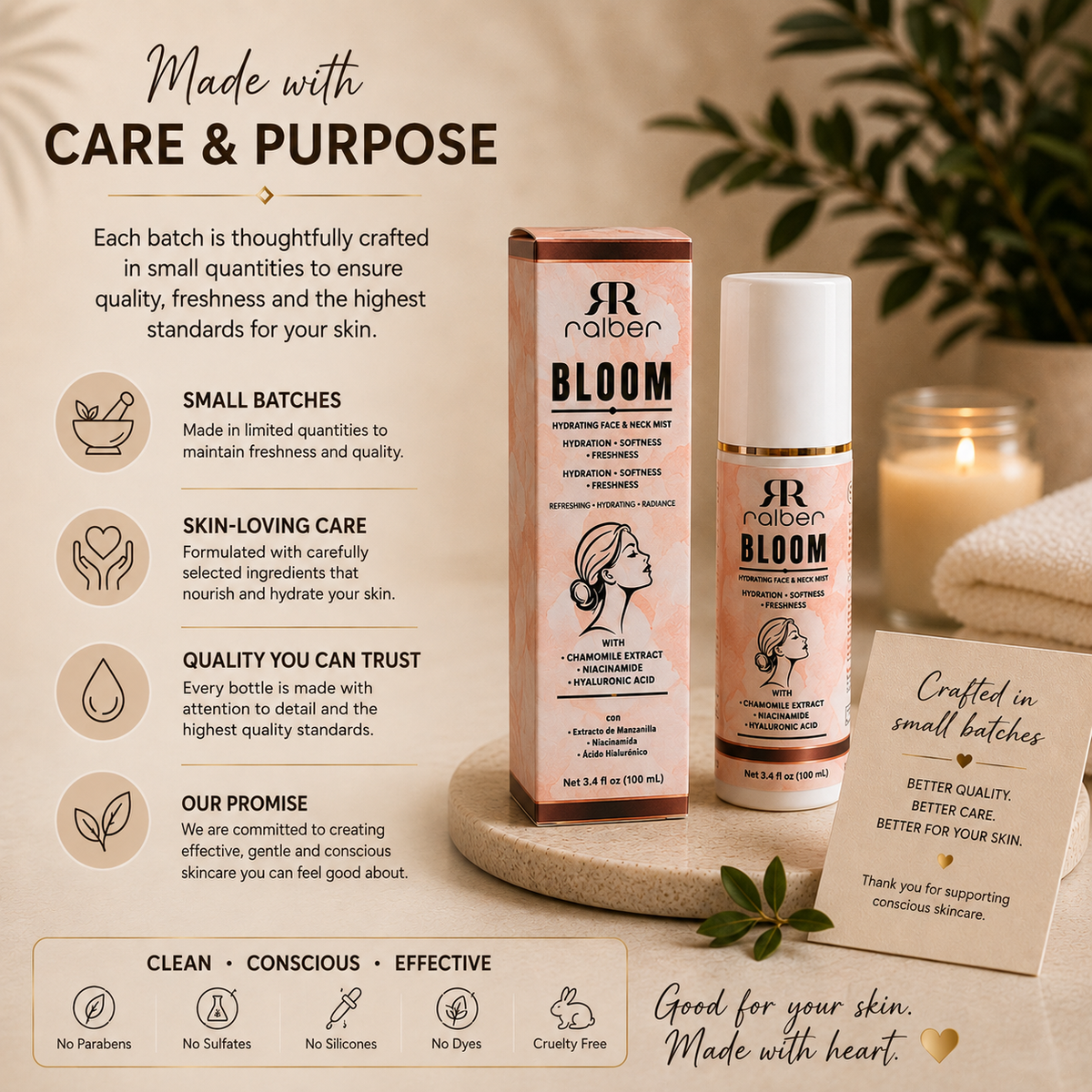 Ralber Bloom Hydrating Face & Neck Mist – 3.4 fl oz (100 mL)