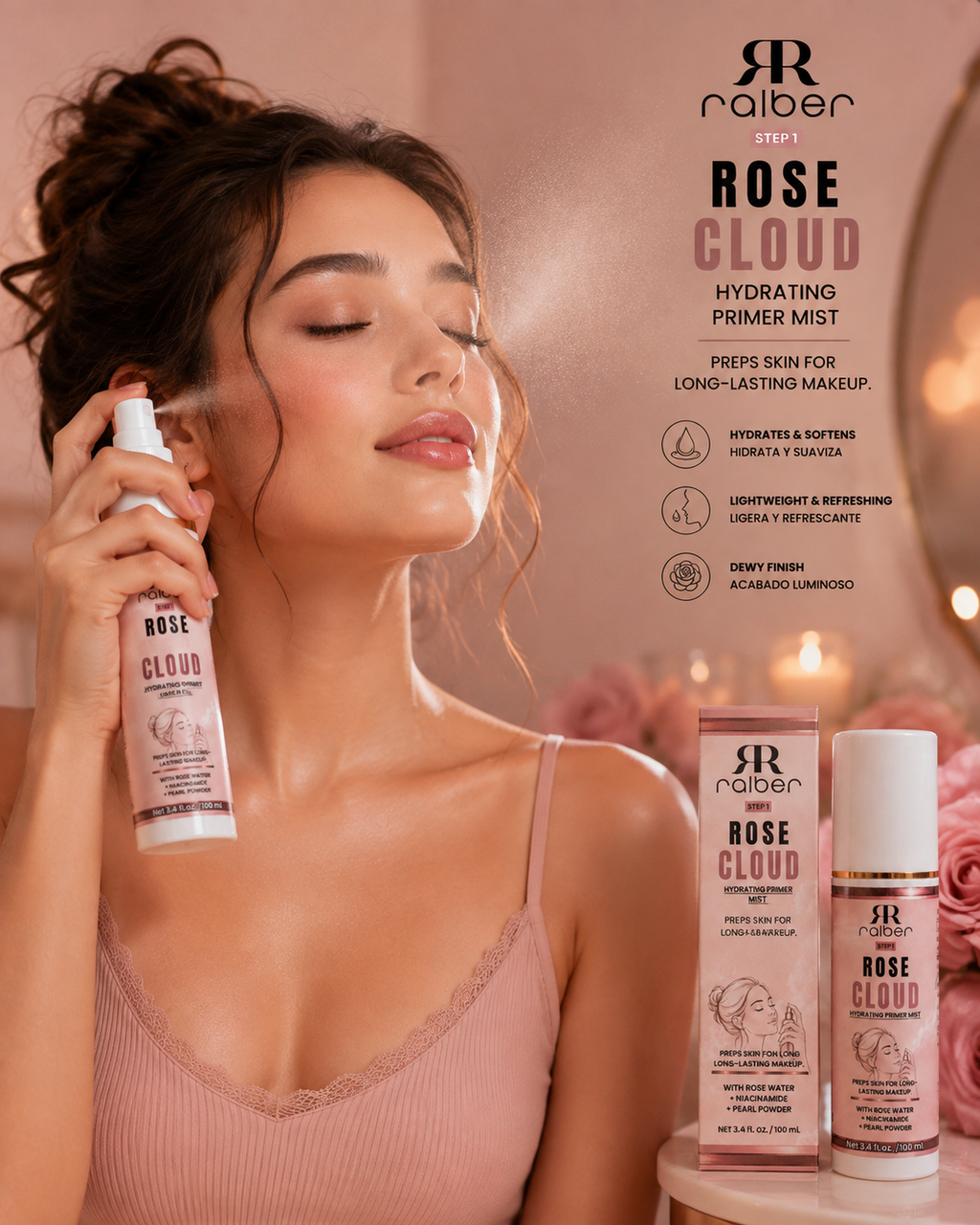 Ralber ROSE CLOUD Hydrating Primer Mist – 100 mL