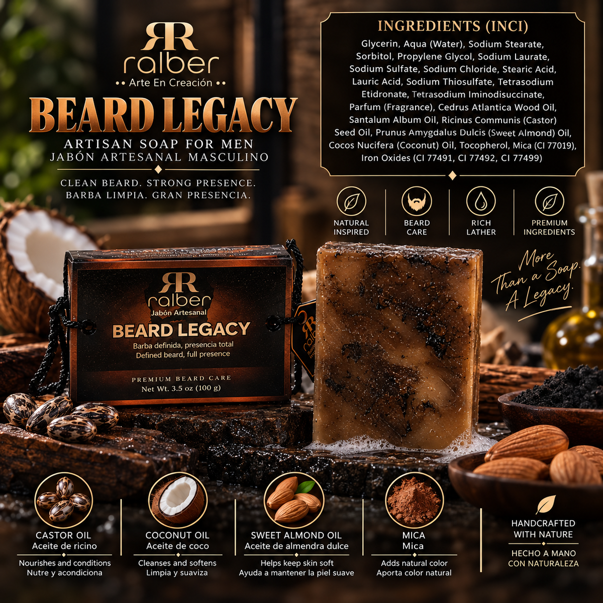 Ralber Beard Legacy – Premium Artisan Beard Soap, 3.5 oz (100 g)
