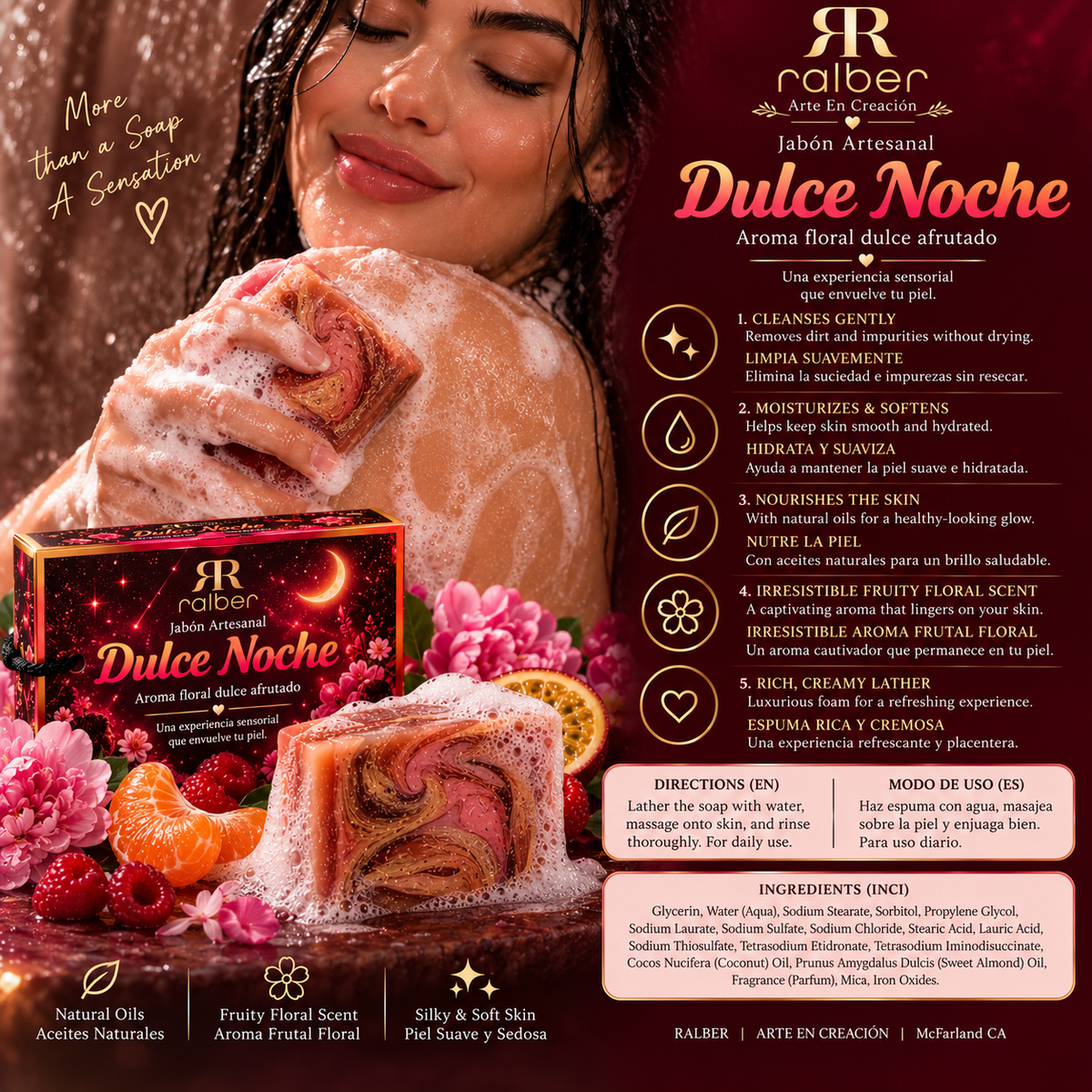 Ralber Dulce Noche – Artisan Soap | Fruity Floral | 3.5 oz (100 g)