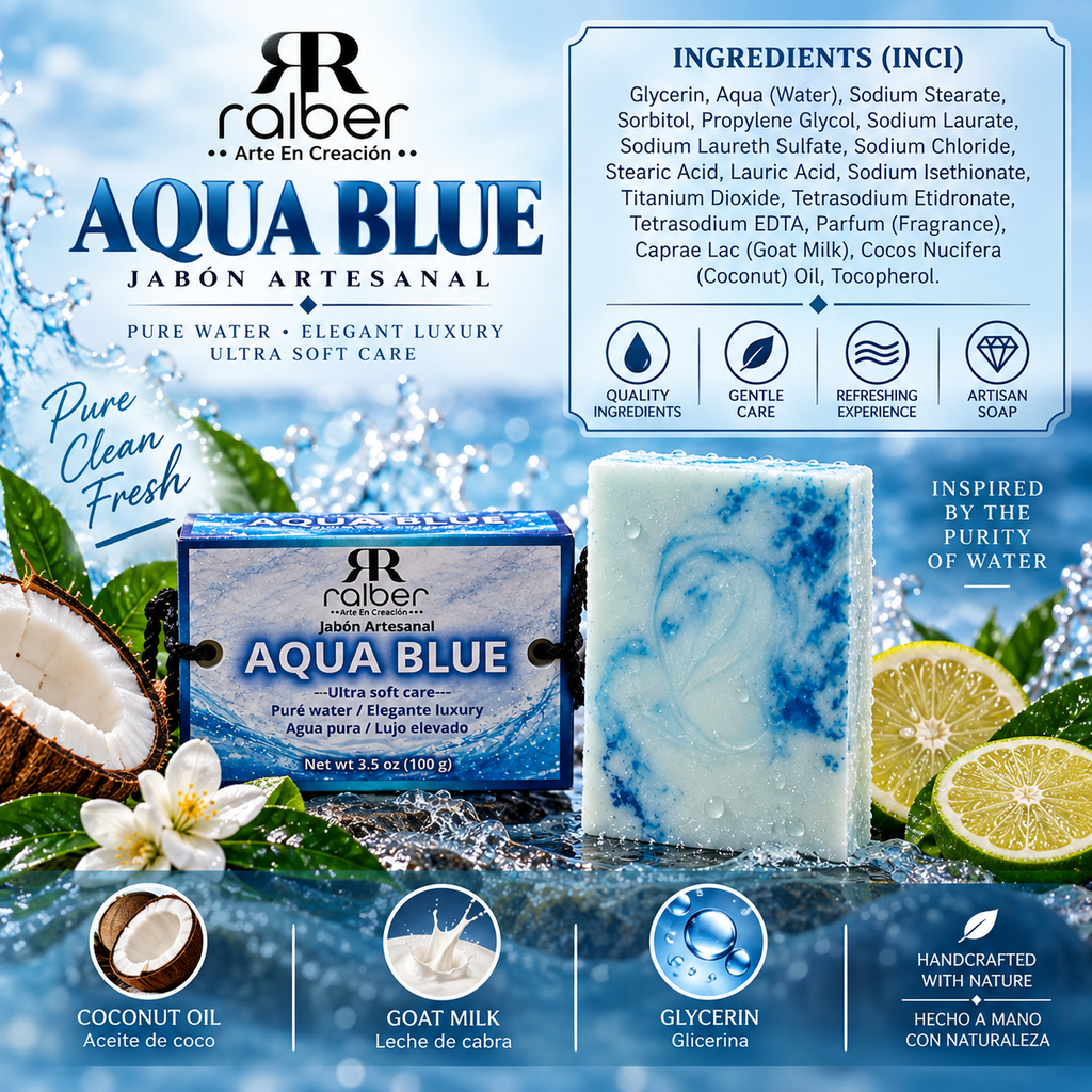 Ralber Aqua Blue Artisan Soap
Net Wt. 3.5 oz (100 g)