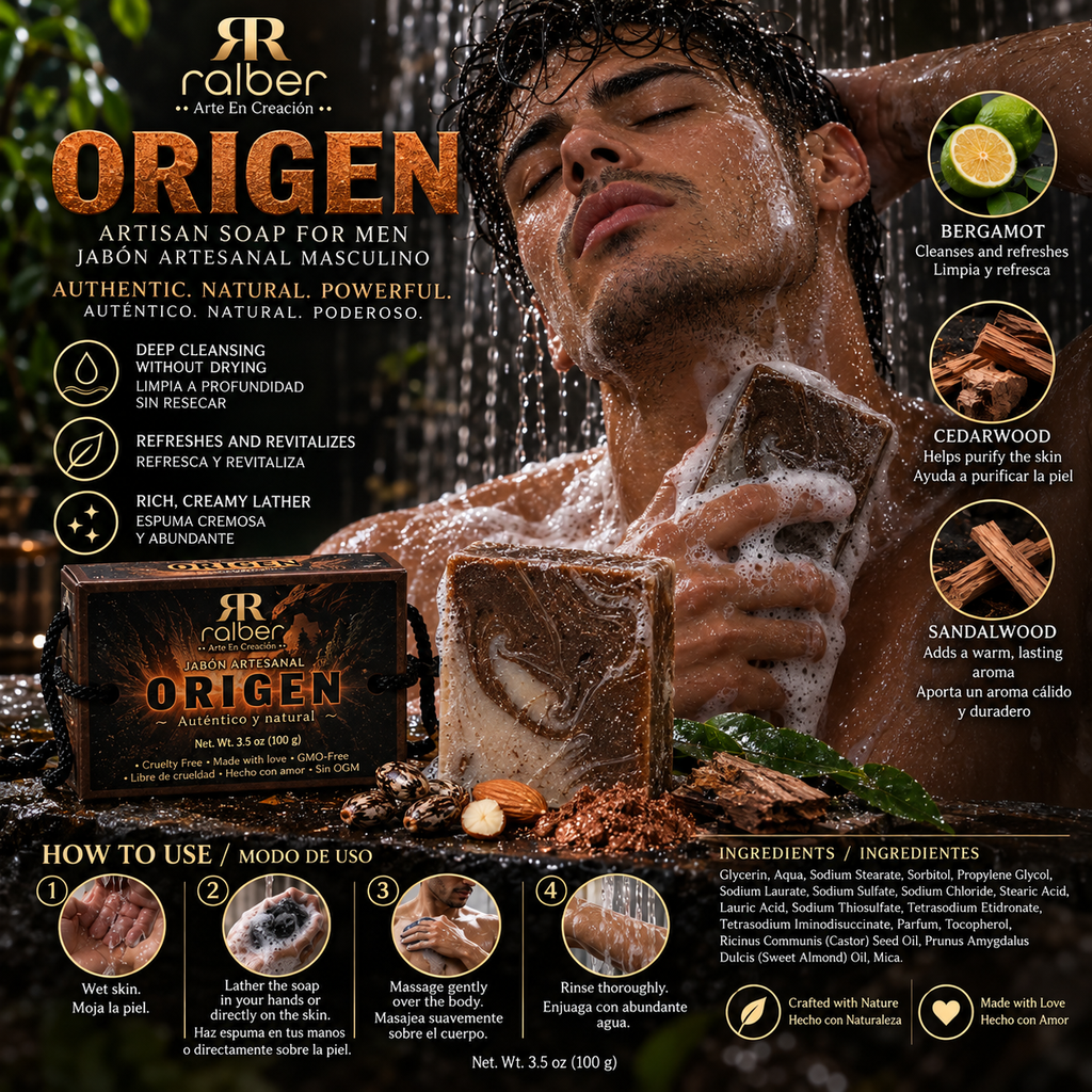 ORIGEN – Artisan Soap for Men
Net Wt. 3.5 oz (100 g)