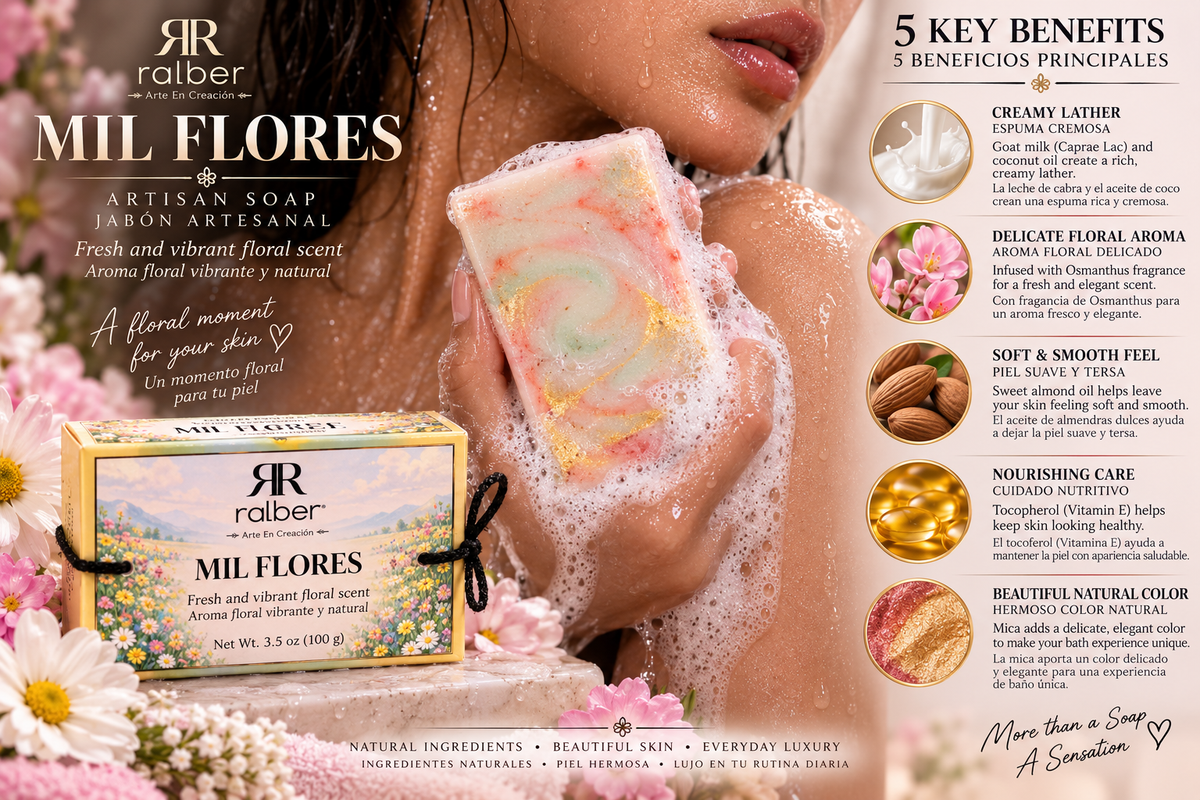 Ralber Mil Flores Artisan Soap – Fresh Floral Scent – 3.5 oz (100 g)