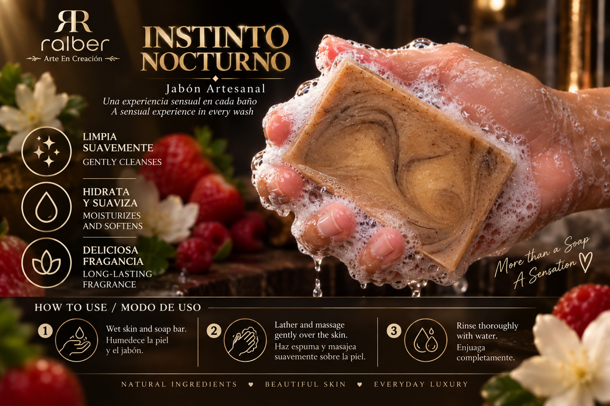 Ralber Instinto Nocturno – Artisan Soap | Strawberry, Raspberry & Jasmine | 3.5 oz