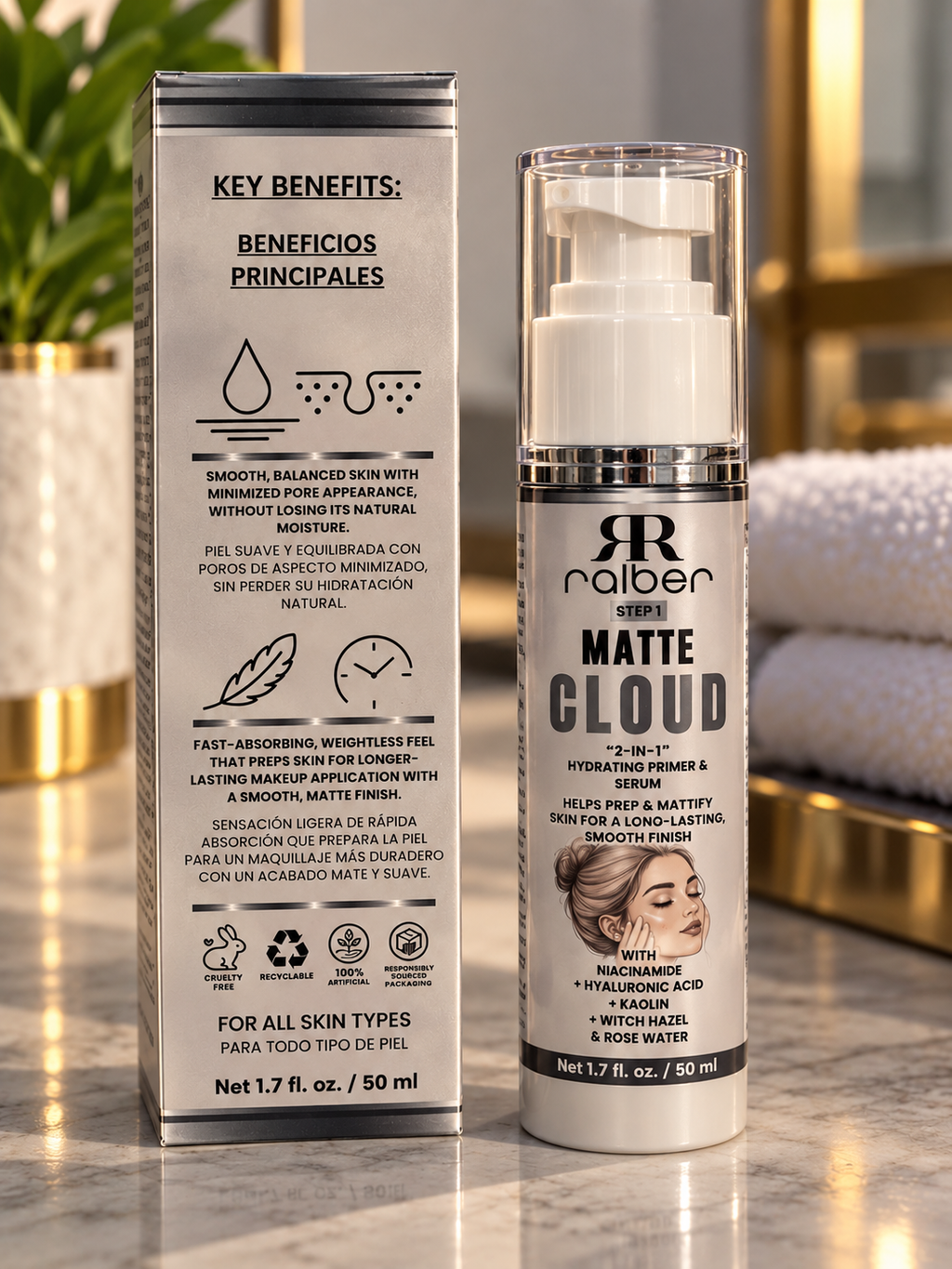Ralber Matte Cloud — 2-in-1 Hydrating Primer & Serum Net 1.7 fl. oz. / 50 mL