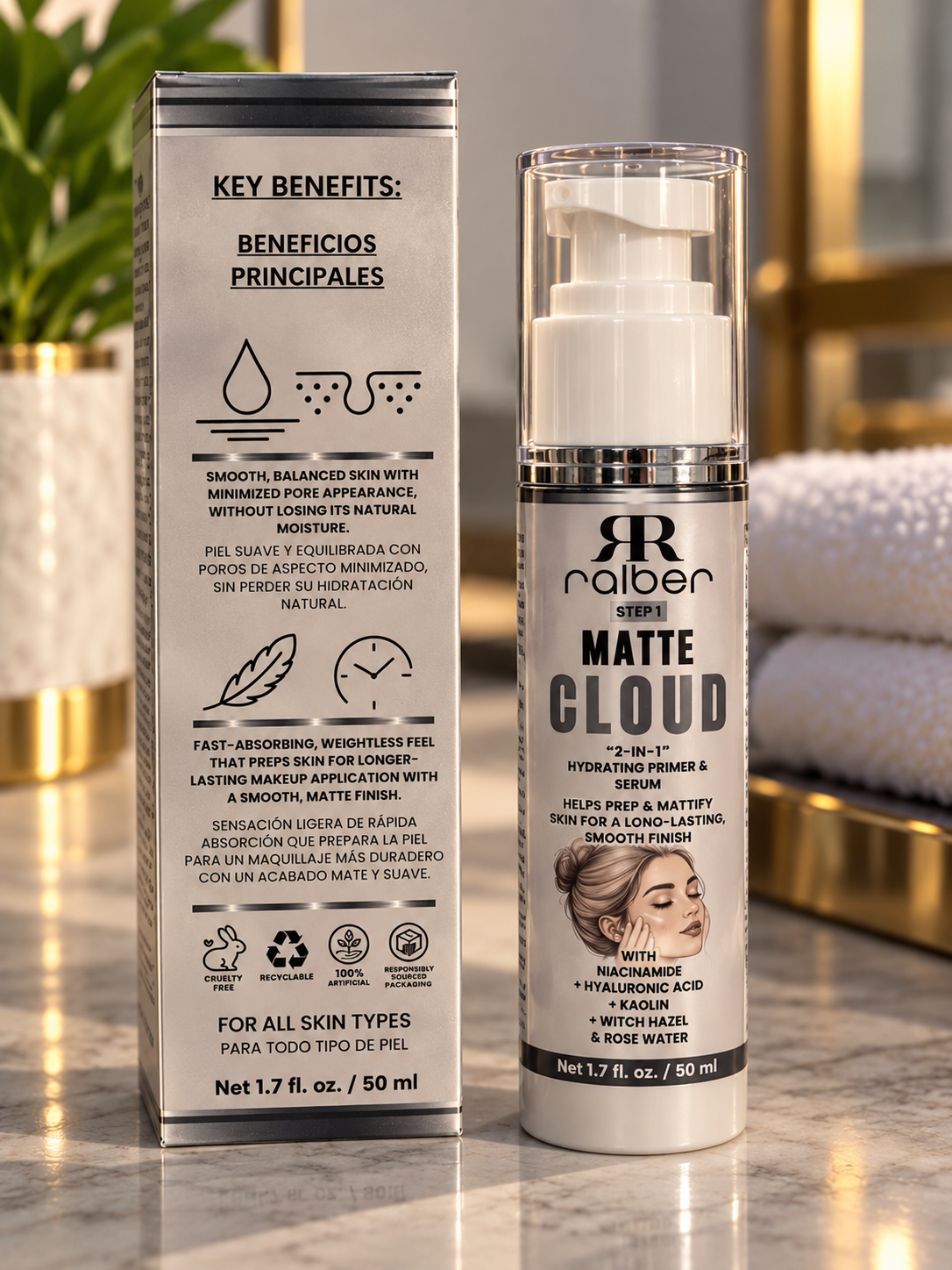 Ralber Matte Cloud — 2-in-1 Hydrating Primer & Serum Net 1.7 fl. oz. / 50 mL