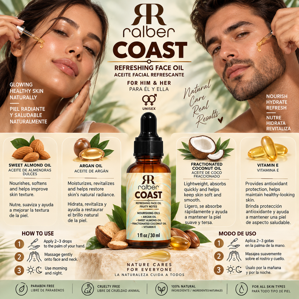 Ralber COAST – Refreshing Face Oil | Fruity Notes | 1 fl oz (30 ml)