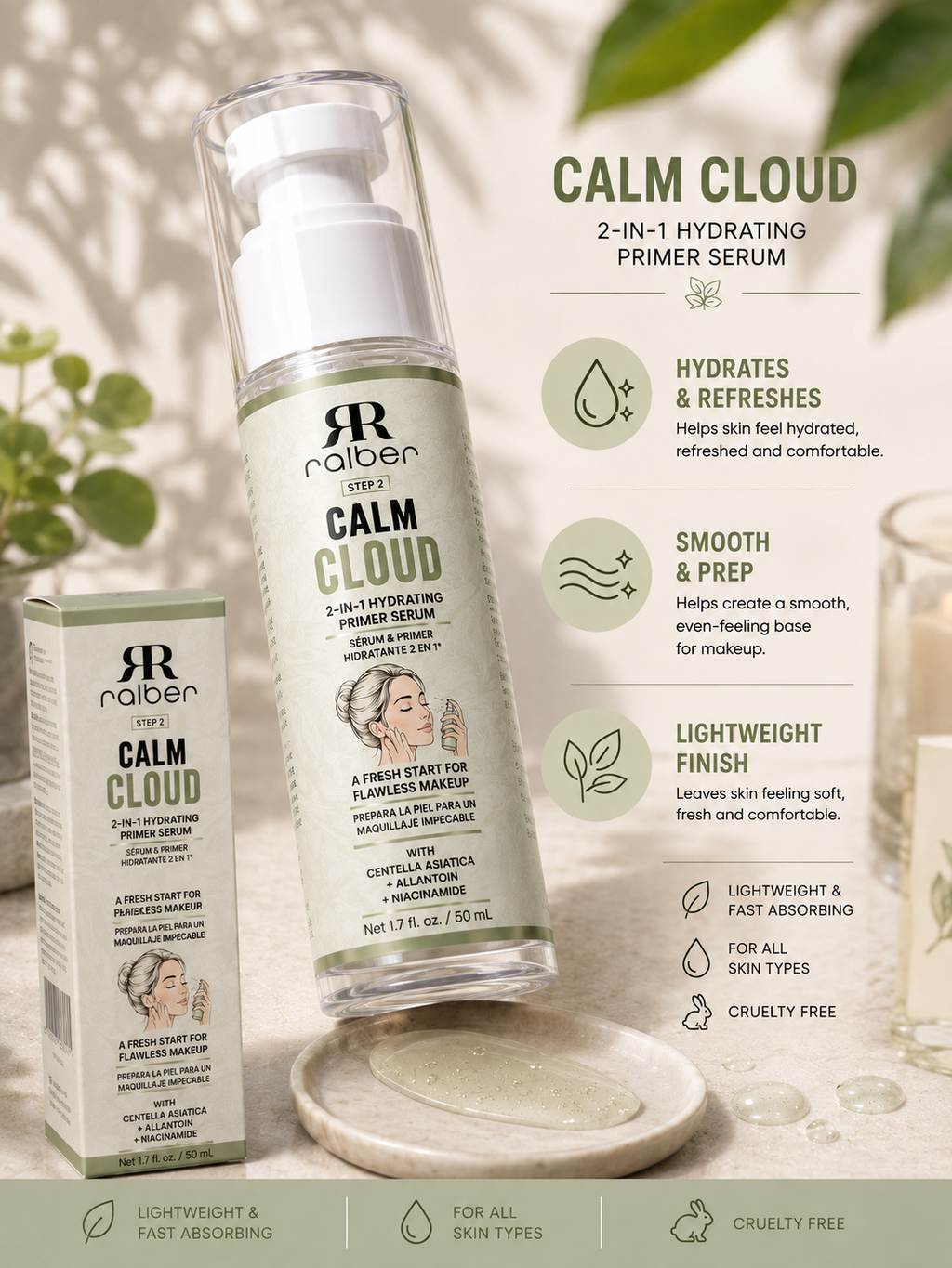 Ralber Calm Cloud – 2-in-1 Hydrating Primer Serum | 50 mL