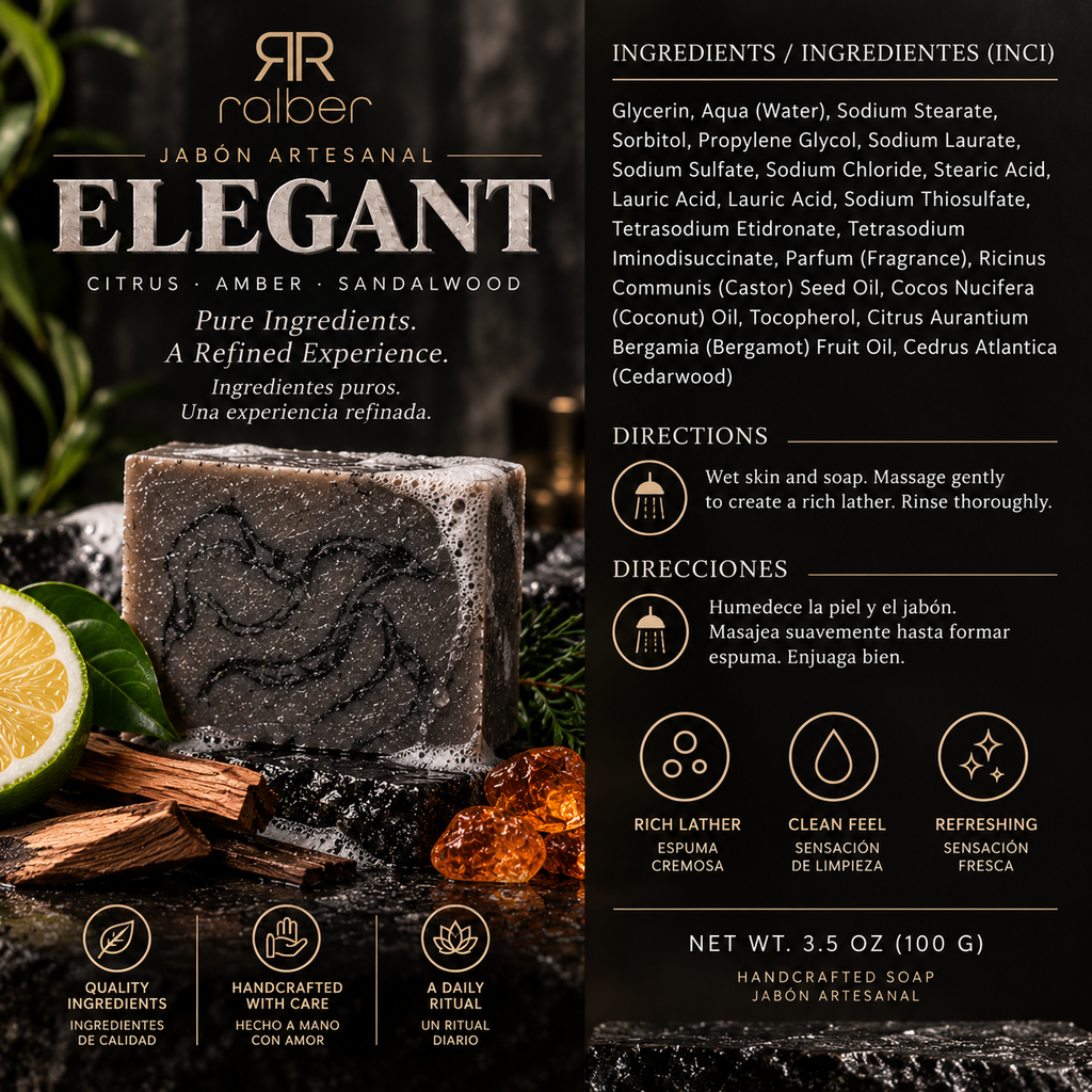 Ralber ELEGANT — Artisan Soap for Men |Citrus, Amber & Sandalwood | 3.5 oz (100 g)