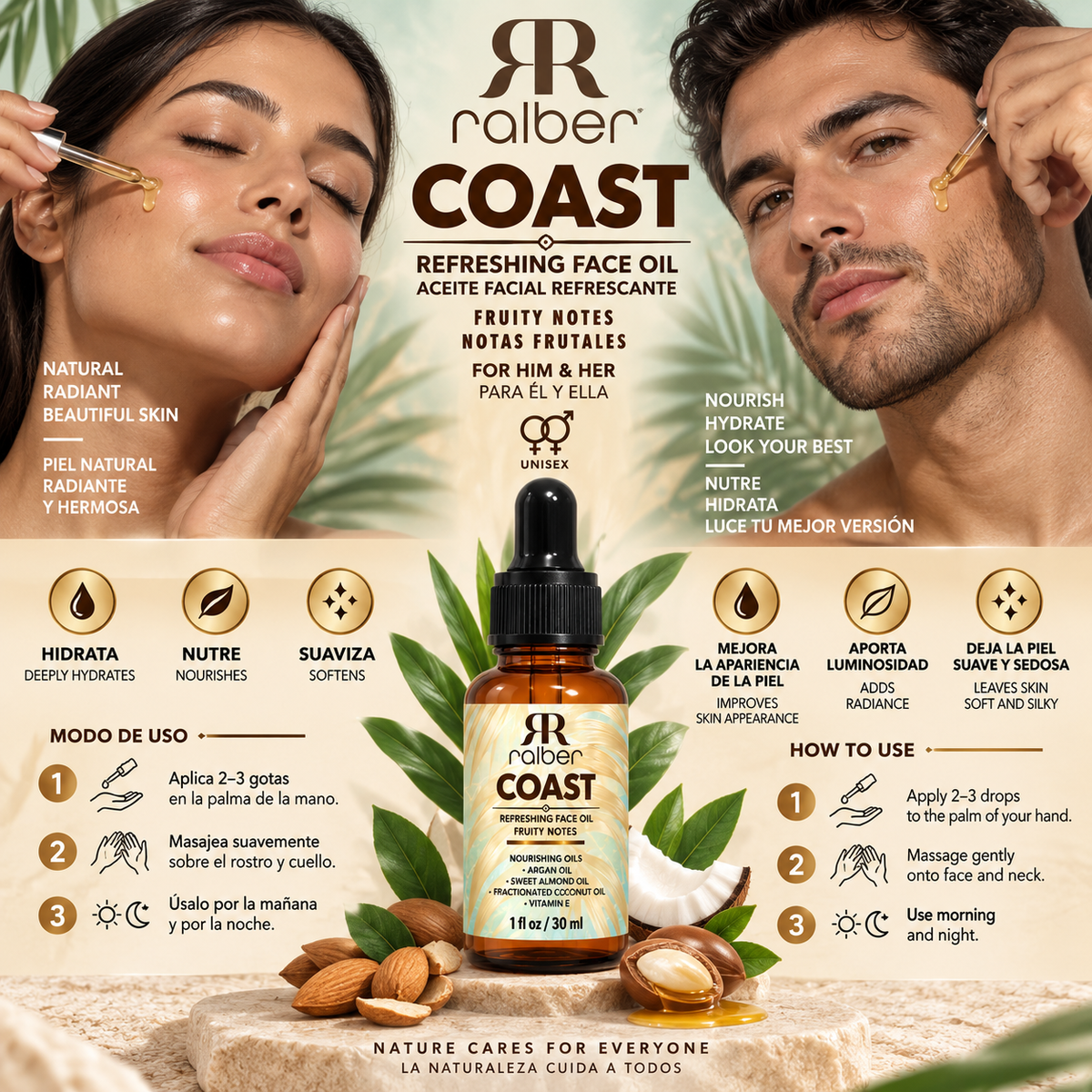 Ralber COAST – Refreshing Face Oil | Fruity Notes | 1 fl oz (30 ml)