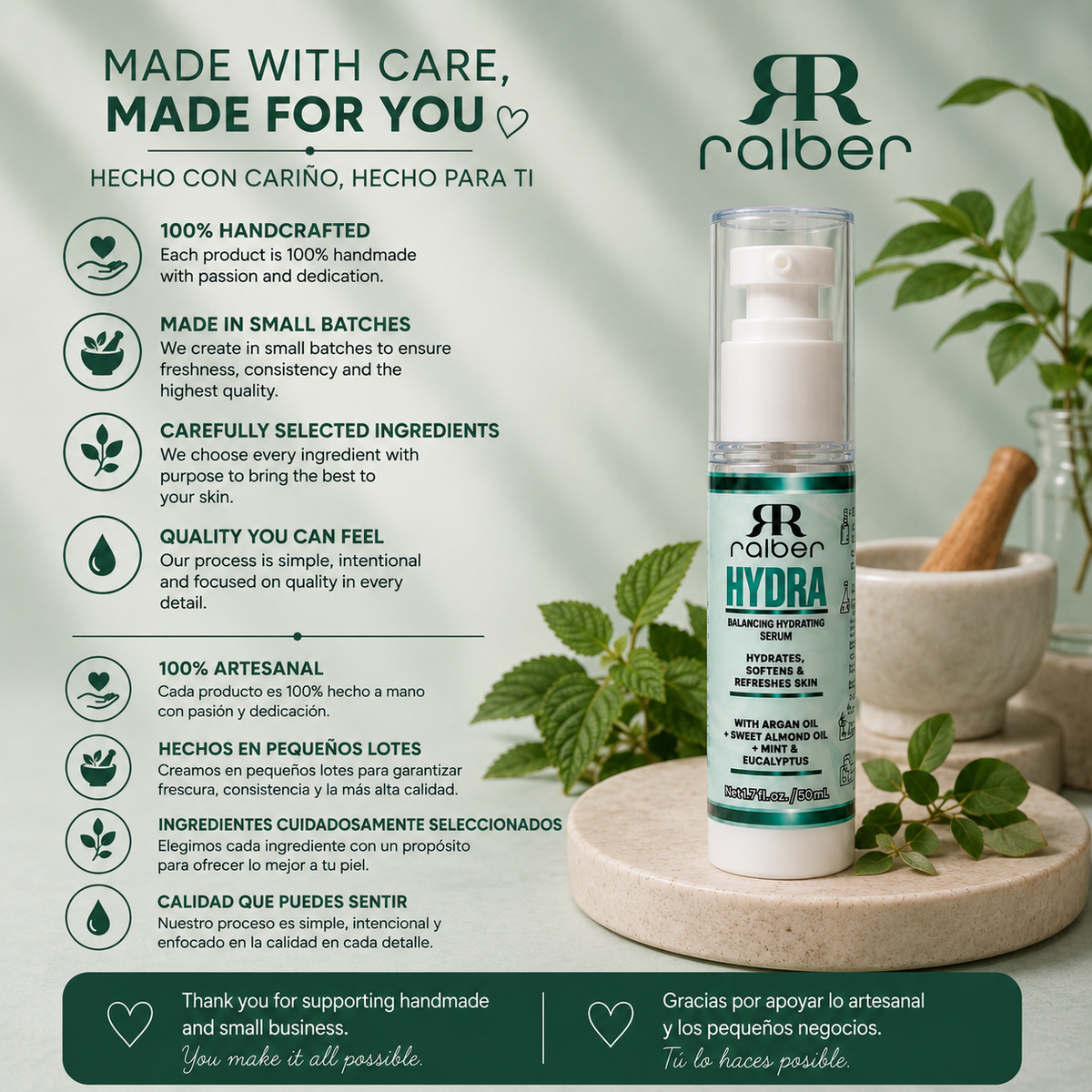 Ralber HYDRA Balancing Hydrating Serum – Unisex Facial Serum, 50 mL