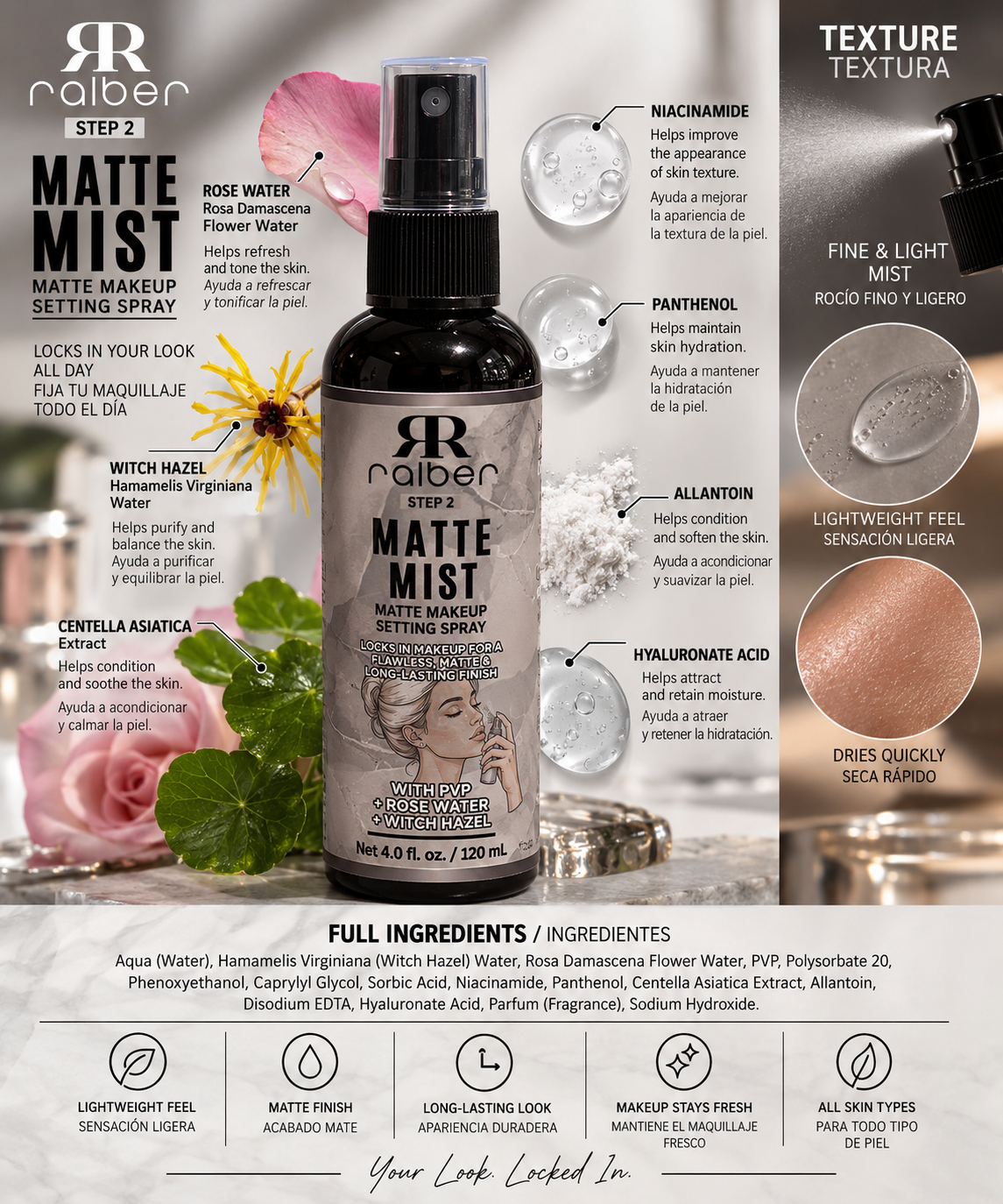 Ralber  Matte Mist — Matte Makeup Setting Spray, 4.0 fl oz / 120 mL