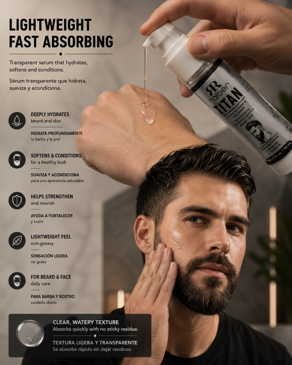 RALBER TITAN Hydrating Beard & Face Serum 50 mL / 1.7 fl. oz.