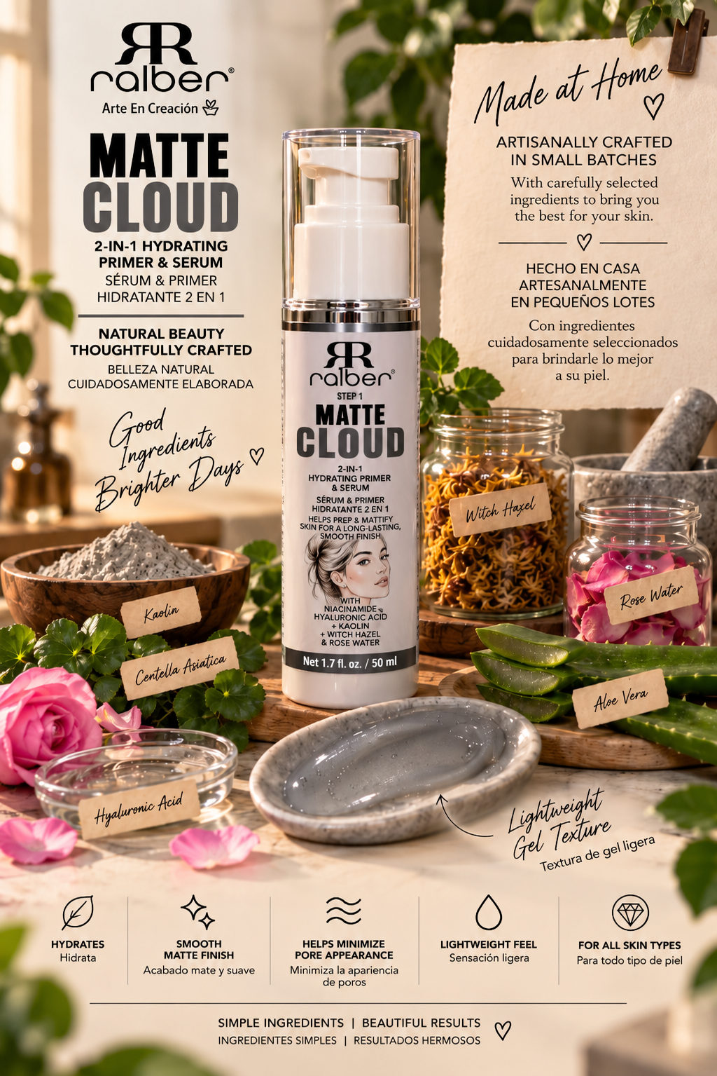 Ralber Matte Cloud — 2-in-1 Hydrating Primer & Serum Net 1.7 fl. oz. / 50 mL