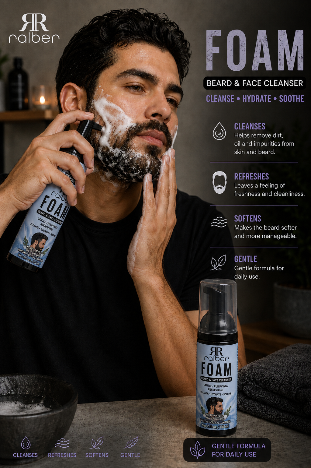 Ralber FOAM – Beard & Face Cleanser | Gentle, Purifying & Refreshing