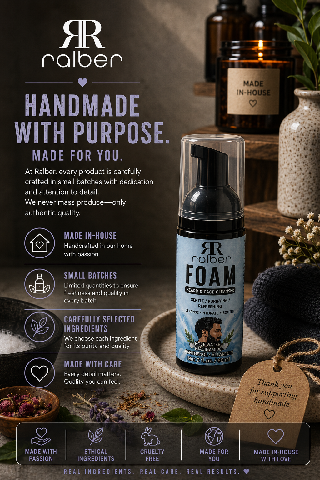 Ralber FOAM – Beard & Face Cleanser | Gentle, Purifying & Refreshing