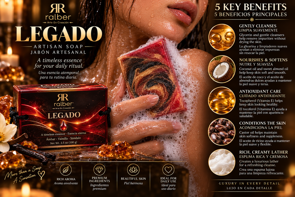 Ralber LEGADO – Artisan Soap | Amber, Vanilla & Sandalwood | 3.5 oz (100 g)