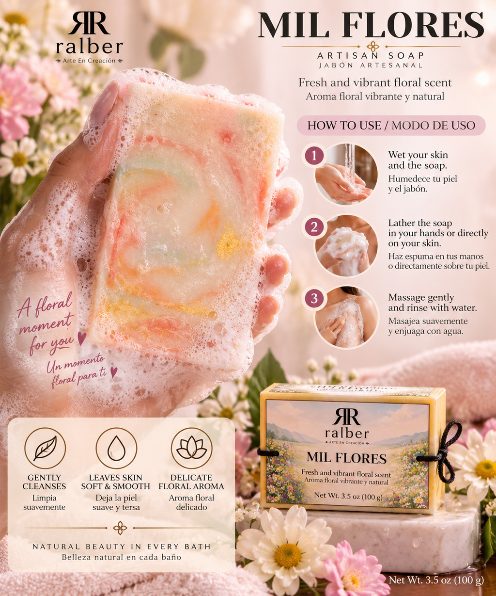 Ralber Mil Flores Artisan Soap – Fresh Floral Scent – 3.5 oz (100 g)