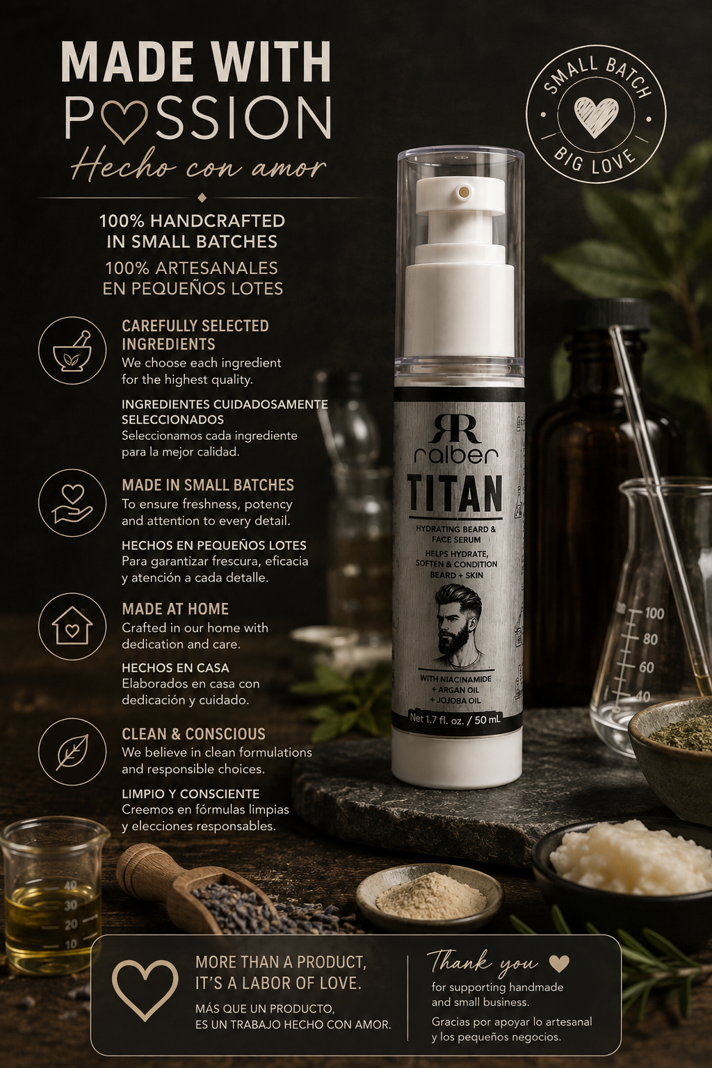 RALBER TITAN Hydrating Beard & Face Serum 50 mL / 1.7 fl. oz.