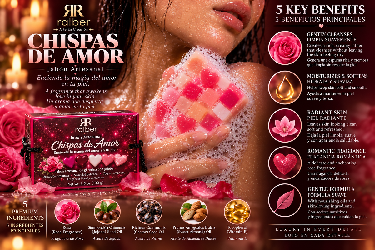 Ralber Chispas de Amor – Artisan Soap | Rose & Jojoba | 3.5 oz (100 g)