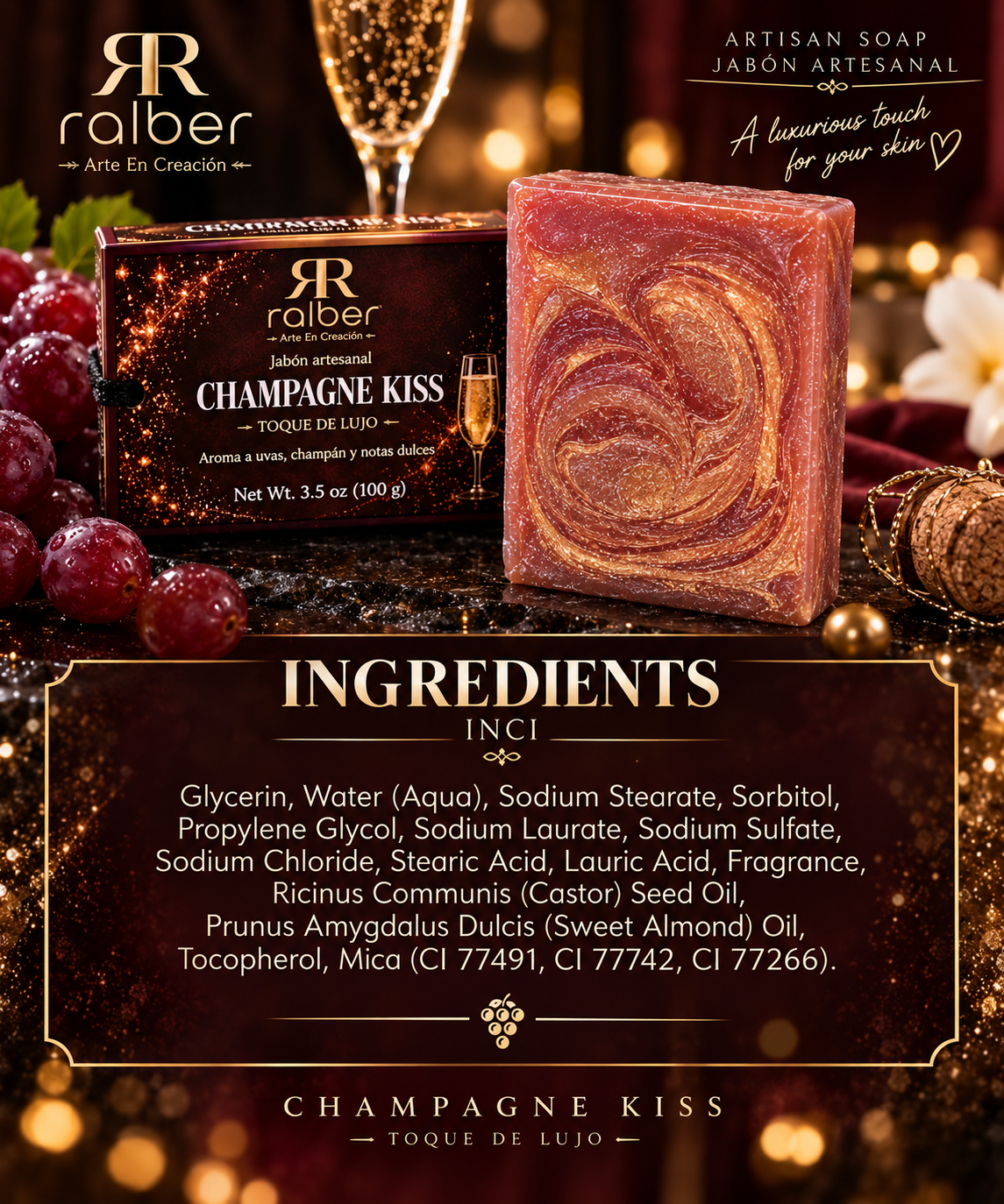 Ralber Champagne Kiss Artisan Soap – 3.5 oz (100 g)
